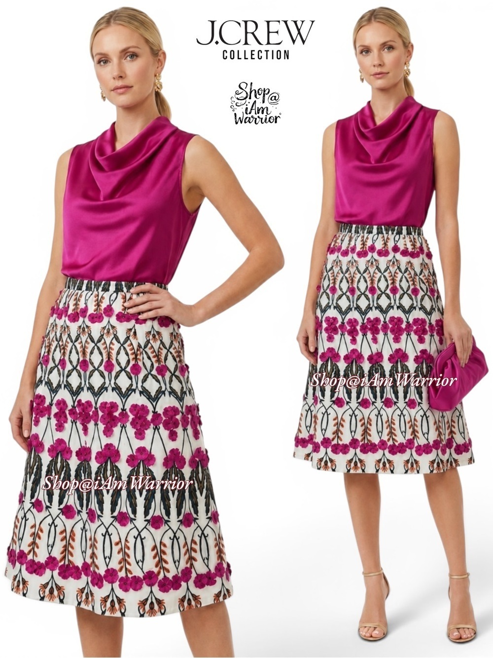 J.Crew Collection 3D embroidered floral trellis a-line skirt *shop@iamwarrior
